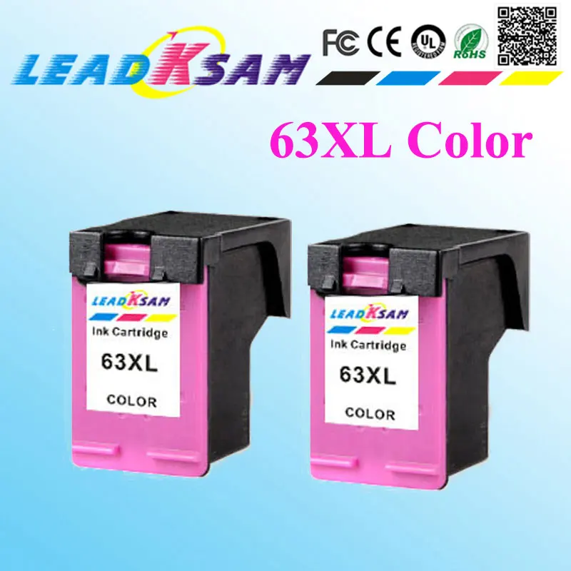 Цветной картридж с чернилами 2x 63XL совместимый hp63 DeskJet 1112/2130/2132/3630/3632/Officejet
