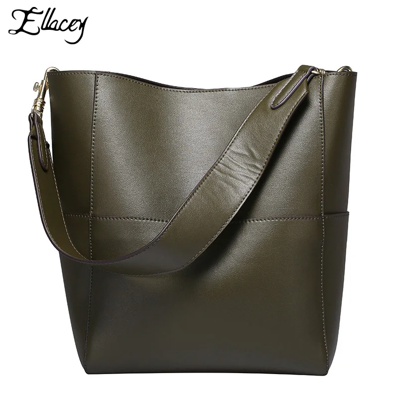 Ellacey Сумка ведро из натуральной кожи Большие винтажные сумки тоут коровьей