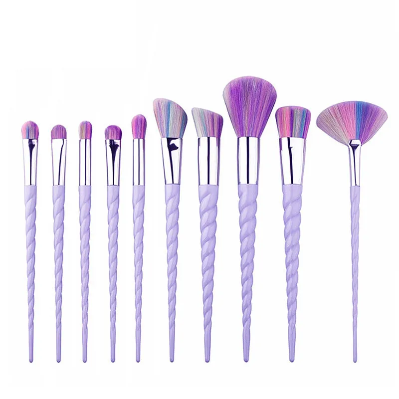 

GUJHUI 10pcs Women Makeup Brushes Unicorn Foundation Eyeshadow Powder Brushes Cosmetic Tools pinceaux maquillage licorne 20#629