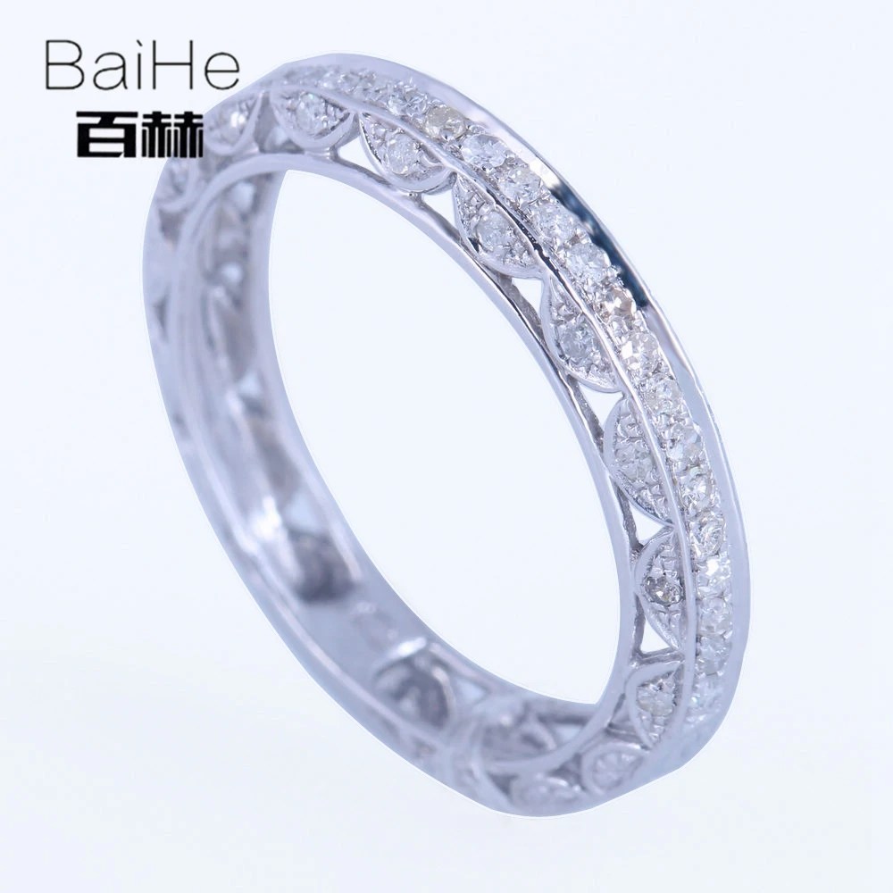 Женское кольцо с натуральными бриллиантами BAIHE белое золото 10 к 0.3ct SI/H ювелирное