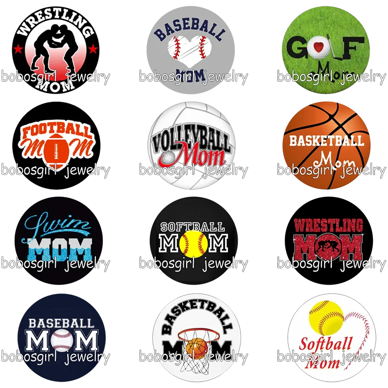 10pcs Mixed Set Бейсбол Wrestling MOM Гольф Софтбол стекло оснастки кнопка фото печать держатель телефона GS9825 - Окраска металла: 10pcs Mixed Set