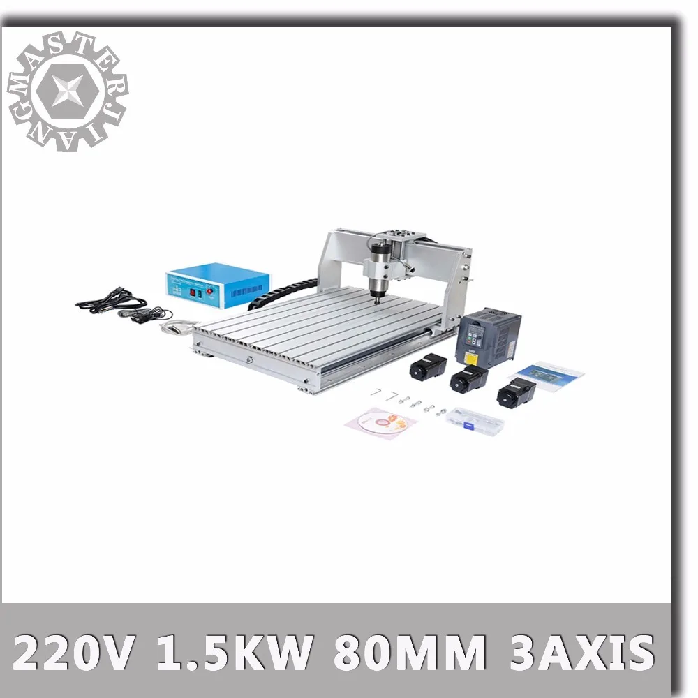220 В 1 5 кВт 80 мм шпиндель воздушного охлаждения + HY VFD 6040T CNC машина 1500 Вт 3 оси с