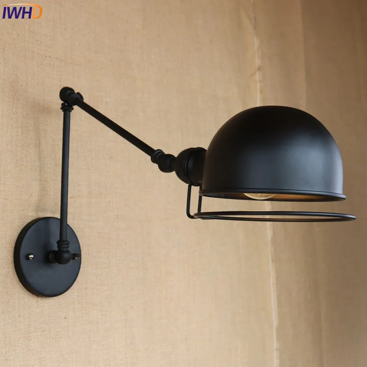 Настенная лампа IWHD в стиле ретро винтажный светильник черного цвета лофт