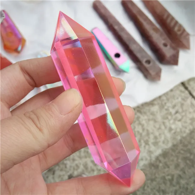 Wholesale Red Aura Bismuth Titanium Silicon Quartz Crystal Double Points | Дом и сад