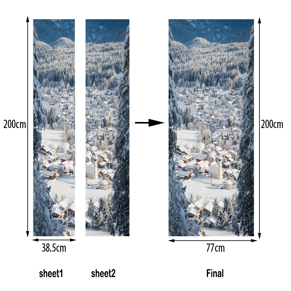 

Snow Forest Fog Art Wall Door Sticker Home Decor Stickers Dorm Decoration