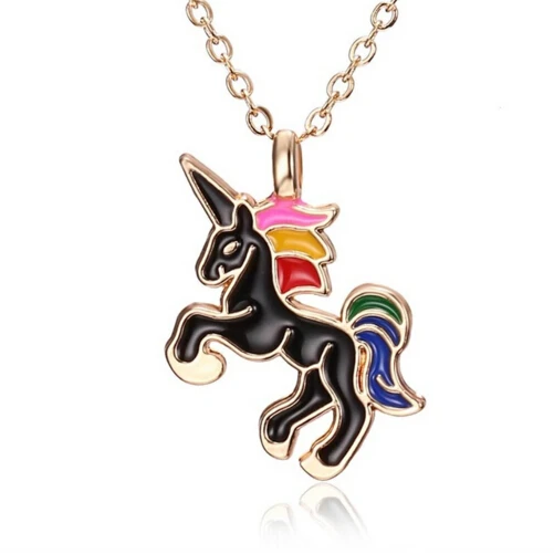 horse2 Rinhoo, мультяшное ожерелье единорога, лошади, собачья лапа, слон, нержавеющая сталь, для женщин, мужчин, детей, подарок, животное, подвеска, ожерелье - Окраска металла: horse2