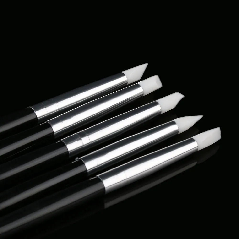 5 шт. мягкая силиконовая ручка для дизайна ногтей гравировки керамики УФ Гелевая