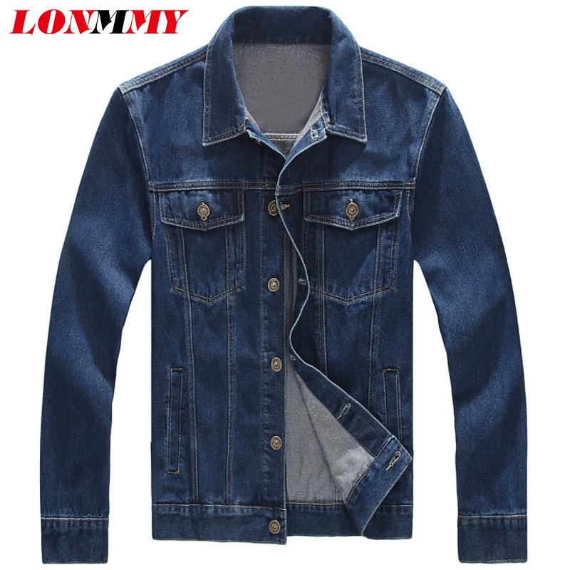 Мужская куртка LONMMY джинсовая ветровка из хлопка 95% 5XL 6XL 7XL 8XL | одежда