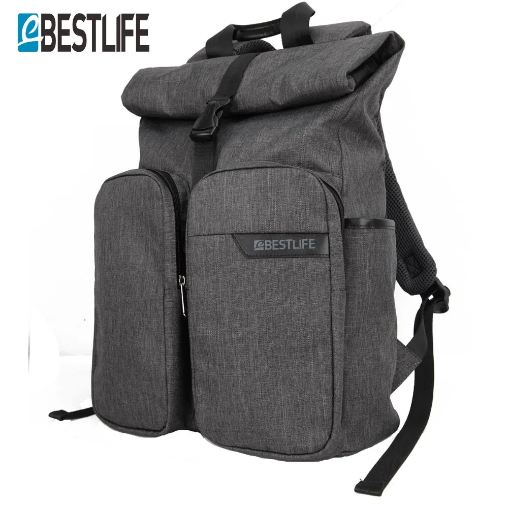 Серый BESTLIFE холст рюкзак с двумя карманами откидная крышка путешествия Mochila рулон полиэстера Топ Rugzak для подростка повседневное - Цвет: Серый