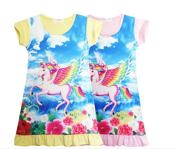 Childrens Unicorn t shirt Girls unicorna dress cartoon Moana Kids baby Boys cloth Cotton Sleepwear Nightwear Pajamas Set | Детская