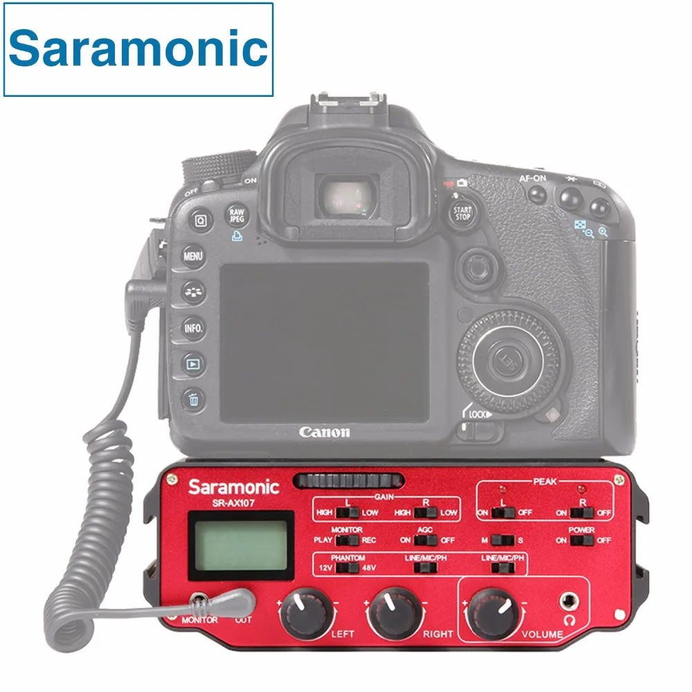 Saramonic SR AX107 XLR микрофон аудио адаптер смесителя преусилители Phantom мощность для DSLR