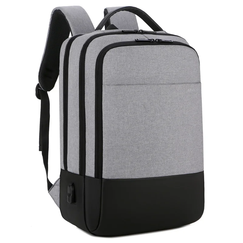 Gray Backpack Мужской бизнес рюкзак для ноутбука с usb зарядкой, мужские 14 15 дюймов компьютерные сумки, водонепроницаемые мужские рюкзаки для путешествий Mochila - Цвет: Gray Backpack