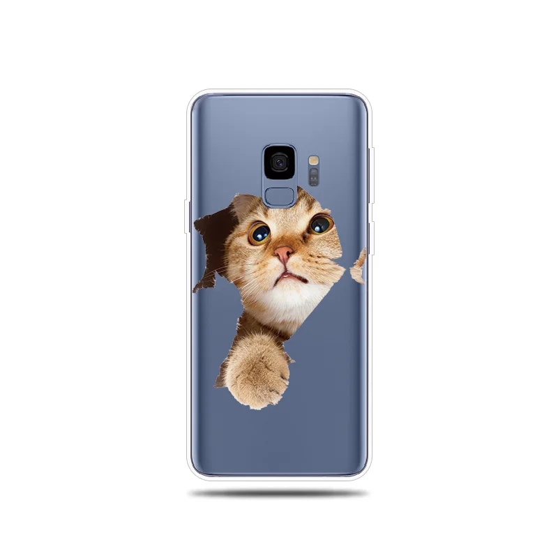 Милый силиконовый чехол для телефона с рисунком собаки кошки samsung Galaxy S5 S6 S7 Edge S8 S9