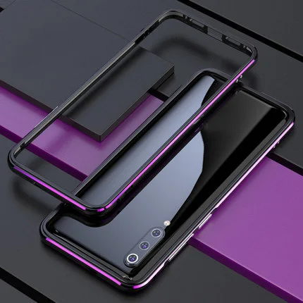 Роскошный брендовый Алюминиевый металлический бампер для Xiaomi Mi 9, металлический капа, чехол, Форма колонки, рамка для Xiaomi Mi 9, чехол - Цвет: black and purple