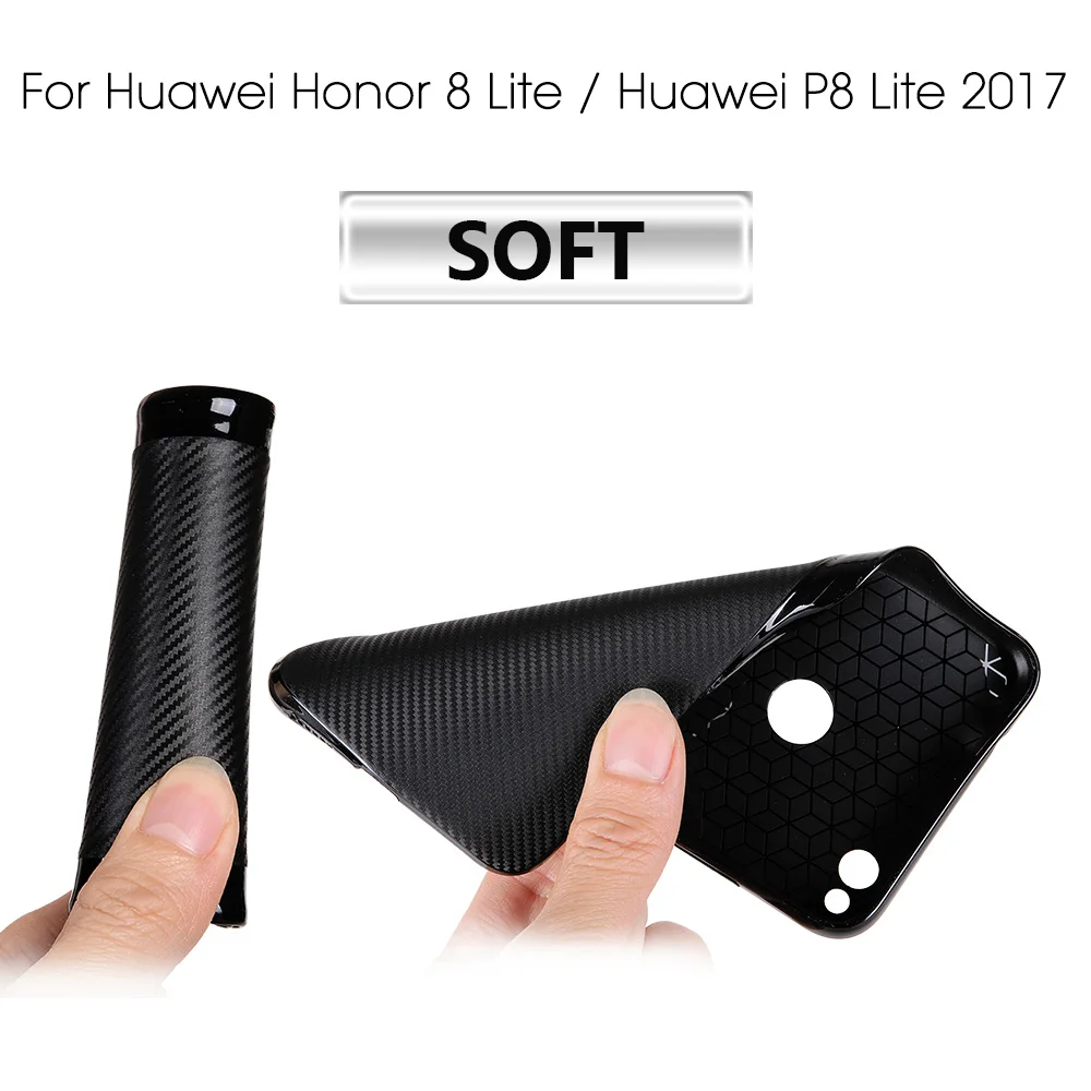 Для Huawei Honor 8 Lite/для P8 Lite 2017/Дело Slim тонкой углерода Волокно амортизирующие мягкой