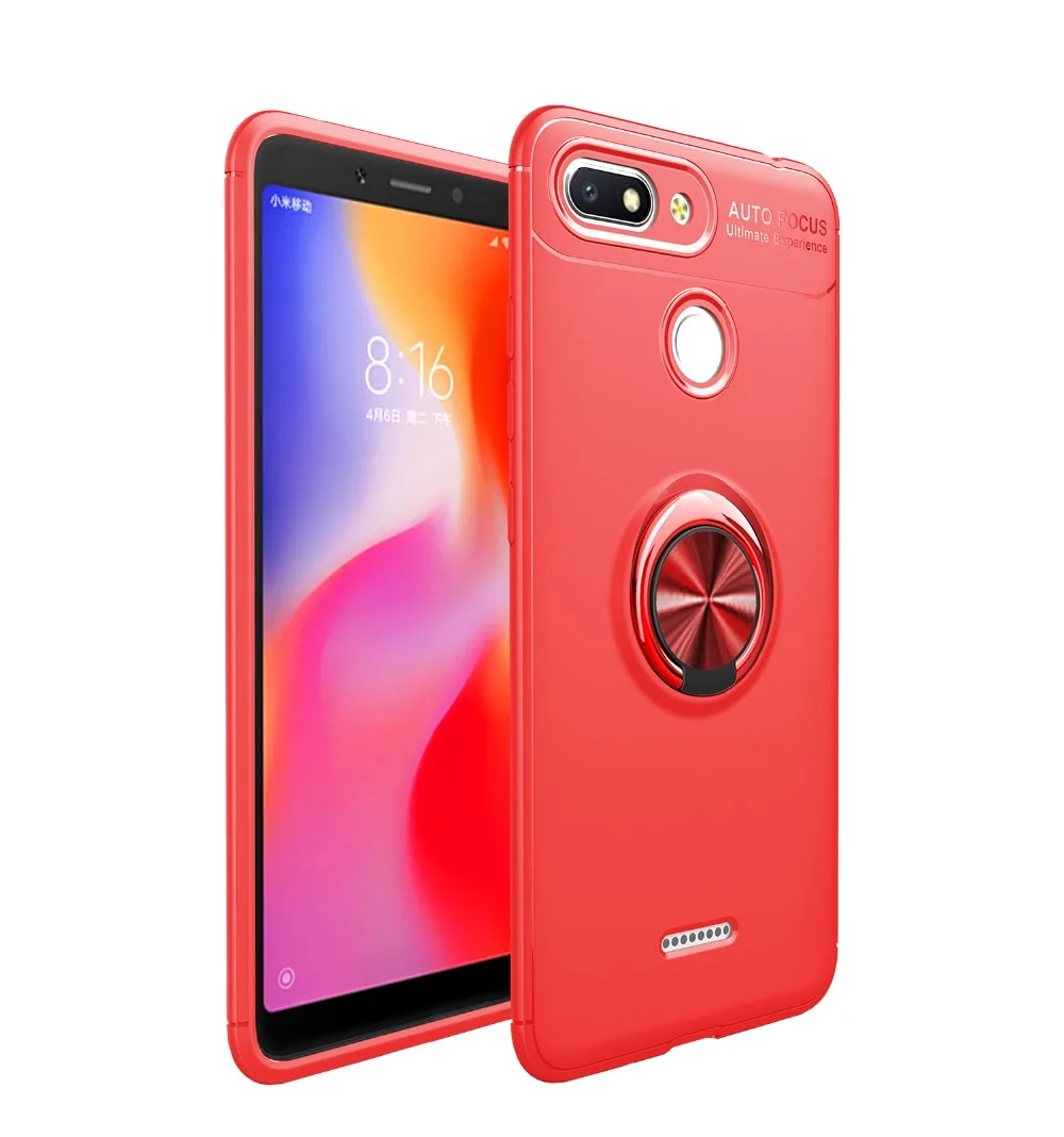 KIYLCZXYCM Case For Xiaomi redmi 6/6A/6 Pro Car Magnetic Suction Bracket Finger Ring Soft TPU Back Cover for A2 Lite Capa | Мобильные