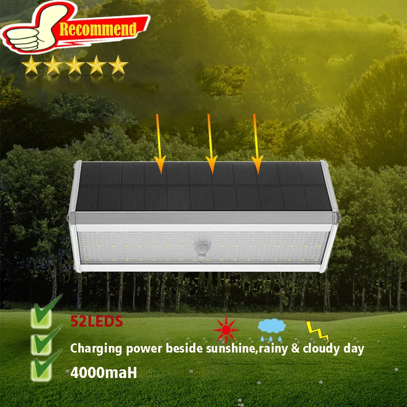 LED Solar light Plus quality Aluminium Outdoor lighting Good solar panel Radar Sensor garden lights Wall lamp | Лампы и освещение
