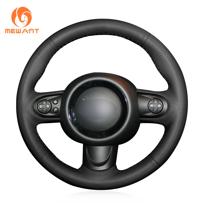 Чехол на руль MEWANT из натуральной кожи черного цвета для Mini(Hatchback/Mini R56/R57) Clubman Clubvan