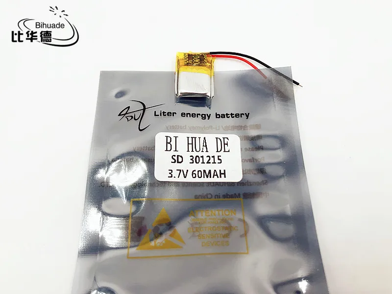 li-po 3.7V 60mAh 301215 Lithium Polymer Li-Po li ion Rechargeable Battery cells For Mp3 MP4 MP5 GPS | Электроника