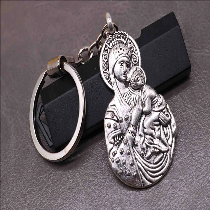 

The Virgin and Child Catholic Church has the icon car key chain of Jesus. Key ring round car chain. Lucky gift accessories