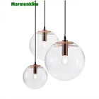 Современная люстра с одной головкой для столовой, спальни, гостиной, Подвесная лампа для помещений, стеклянный шар, Подвесная лампа, 110 В, 220 В, 230 В переменного тока