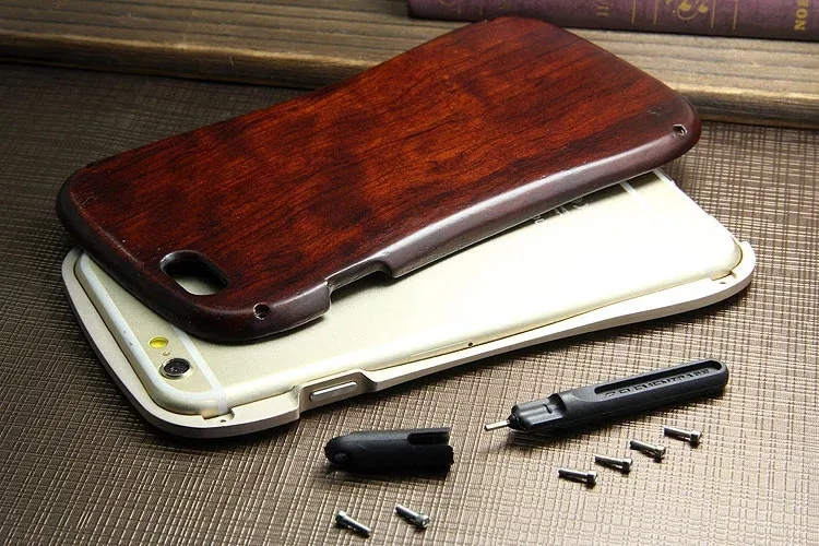 Luxury Wooden Case for IPhone 6S 6 5 5S SE Aluminum Metal Frame Wood Bamboo Cover Phone IPhoneSE Coque |