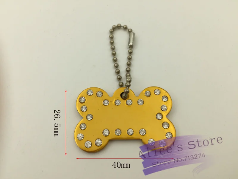 Rhinestone Pet ID метки Bone форма собака бирка алюминиевый сплав и кошка бирки мяч цепочки