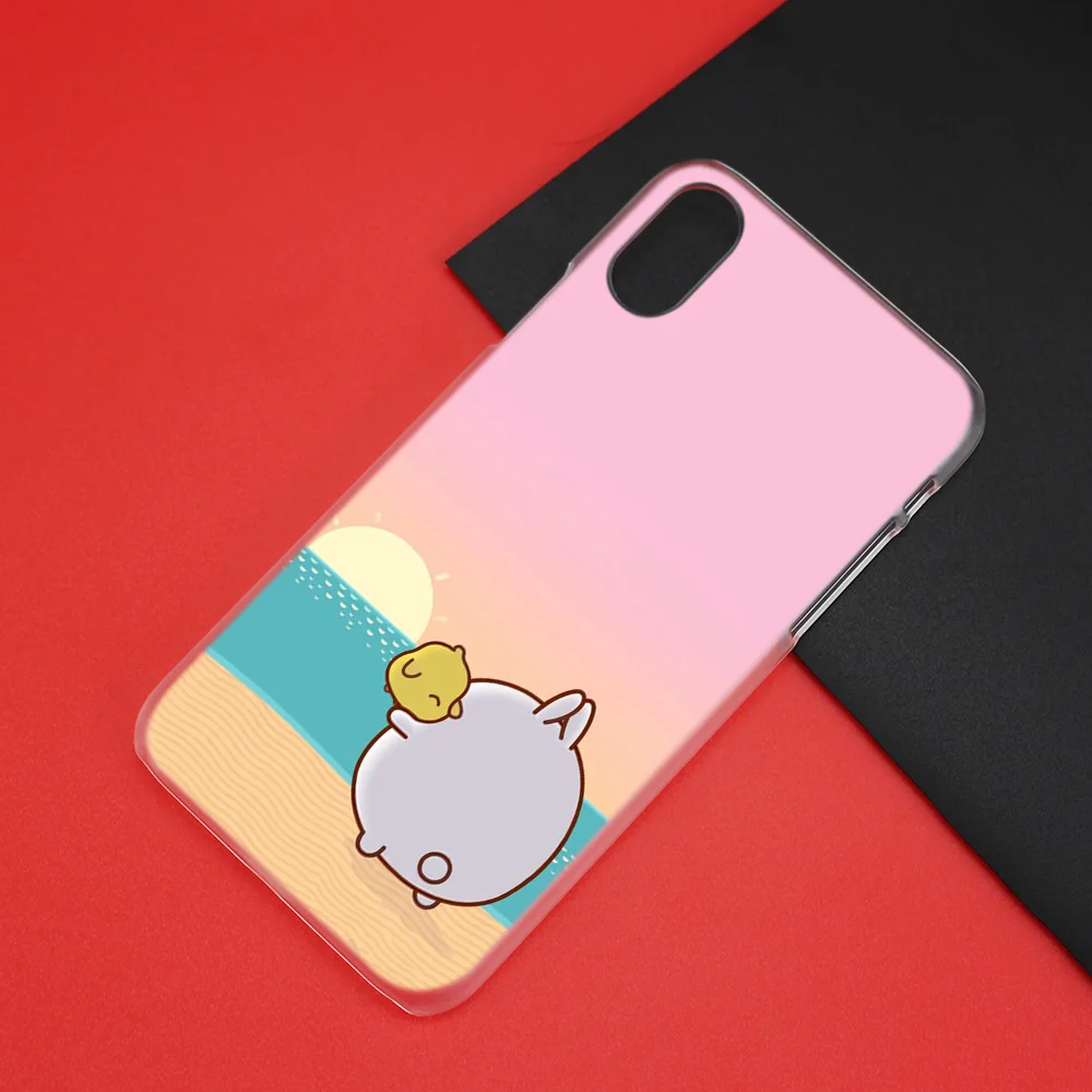 Чехол для сотового телефона Прозрачный Жесткий ПК для iPhone XS Max XR 7 8 6 6s Plus X 5 5S SE 5C 4 4s kawaii чай с Molang Cupcake