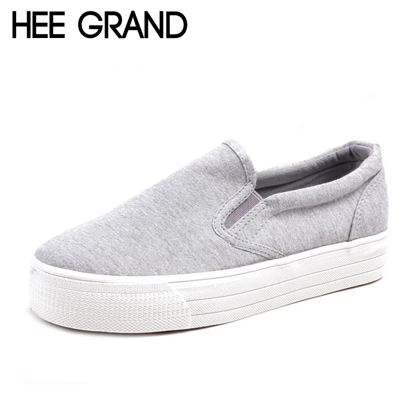 HEE GRAND/Повседневная парусиновая обувь на платформе Женские однотонные лоферы