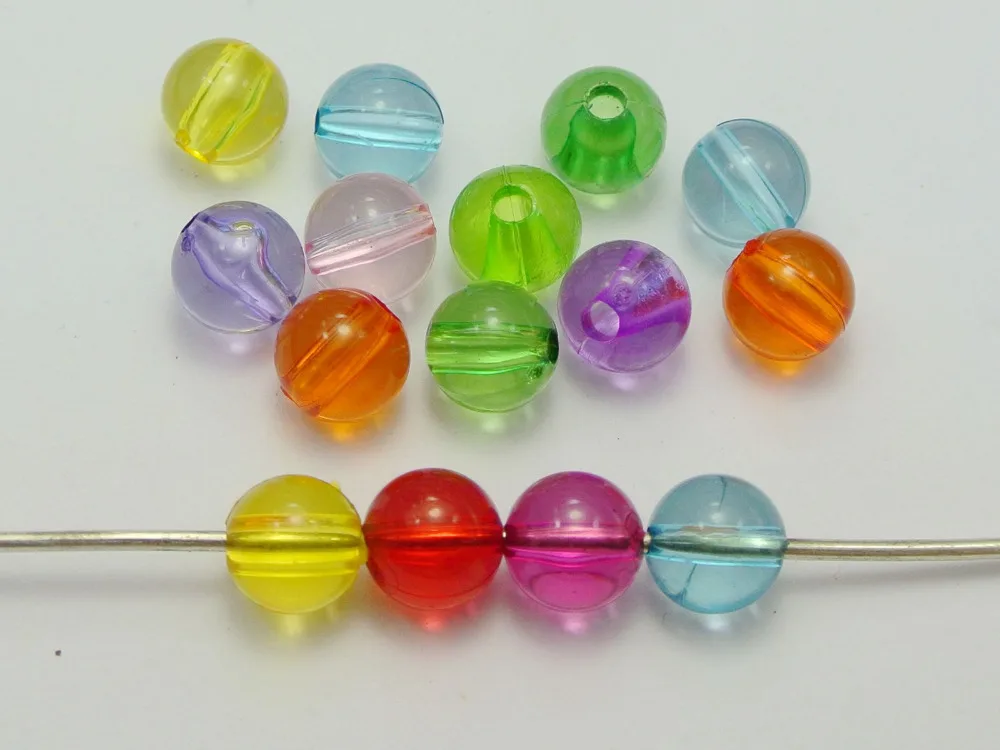 

50 Mixed Colour Transparent Acrylic Round Beads 12mm Smooth Ball Beads