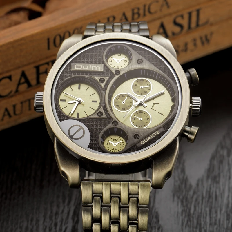Часы наручные Oulm Мужские кварцевые в стиле милитари большие брендовые Роскошные