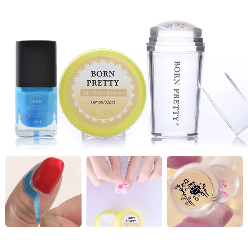 BORN PRETTY Nail Stamping Tool Set Polish Remover Pads Clear Stamper 6ml Peel Off Liquid Tape Stamp Manicure Art Kits | Красота и