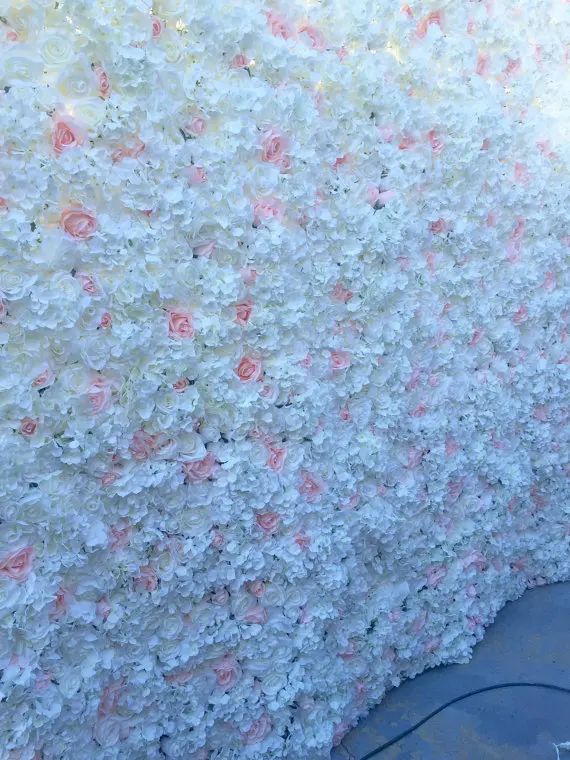 

2.4M X 2.4M Luxury White With Hot Pink Flower Backdrop Wedding Flower Wall Artifical Rose Stage Decoration
