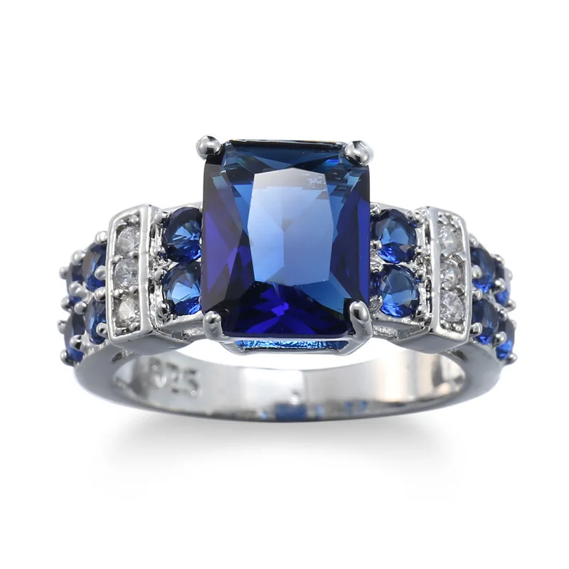 Роскошные синие кристаллы камень Bijoux Модные Коктейльные Вечерние женские кольца