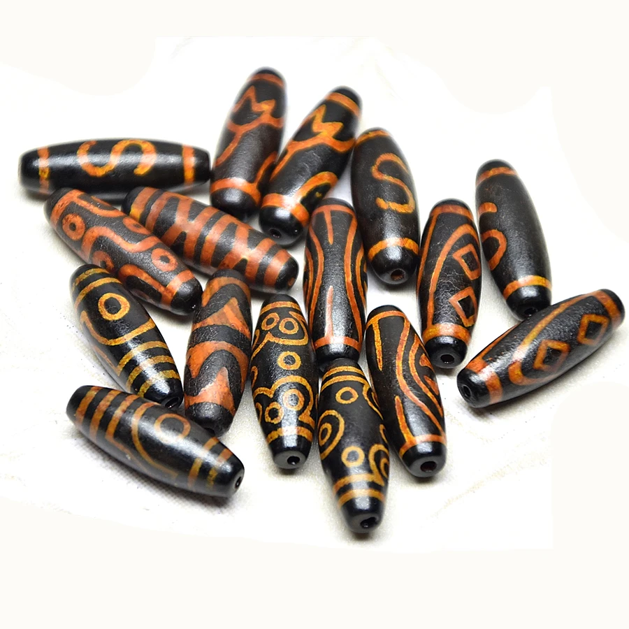 2 шт./лот бусины из агата 10x30 мм тибетский амулет дзи старого DZI DIY большое