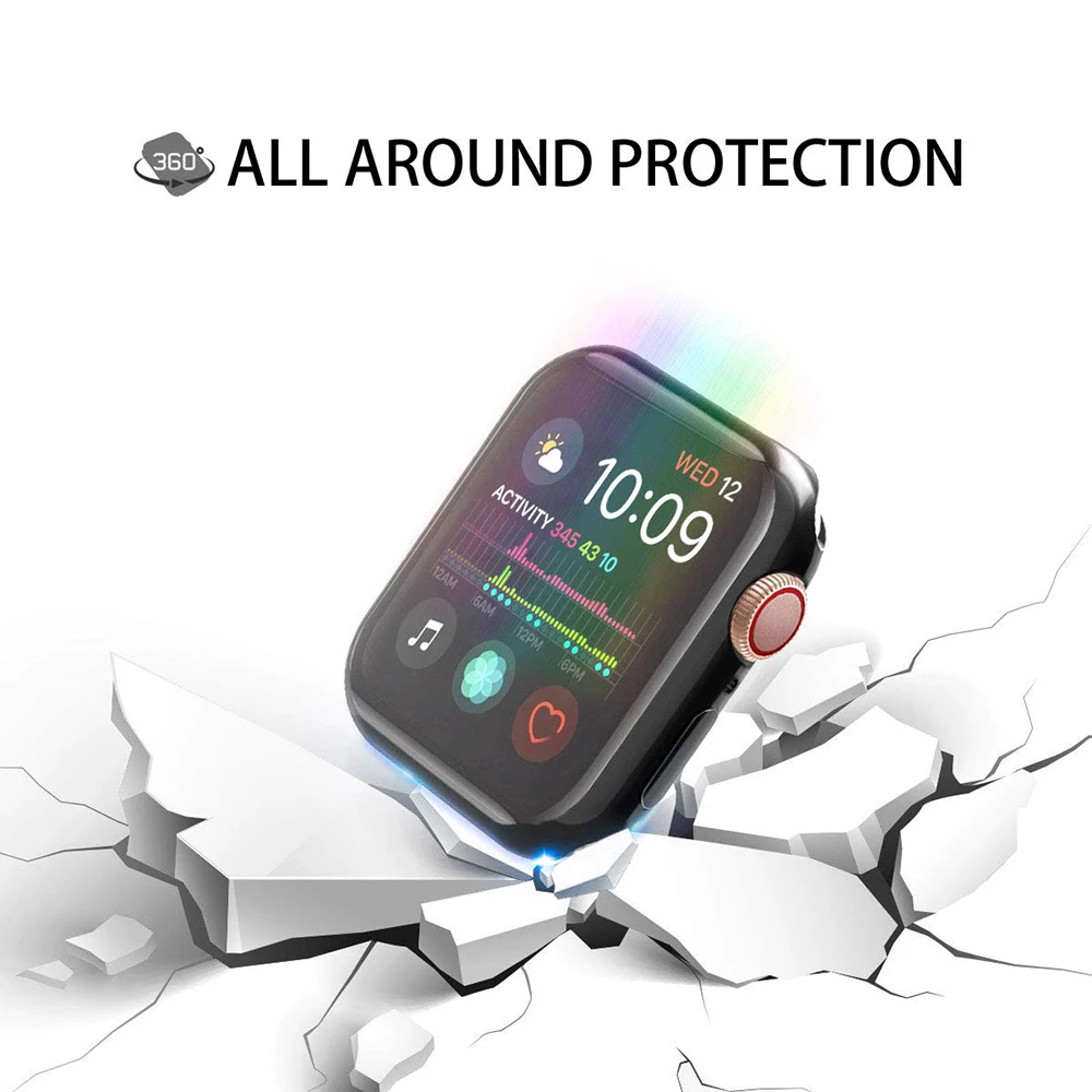 Чехол Ascromy для Apple Watch Series 4 силиконовый мягкий защитный чехол с полным покрытием