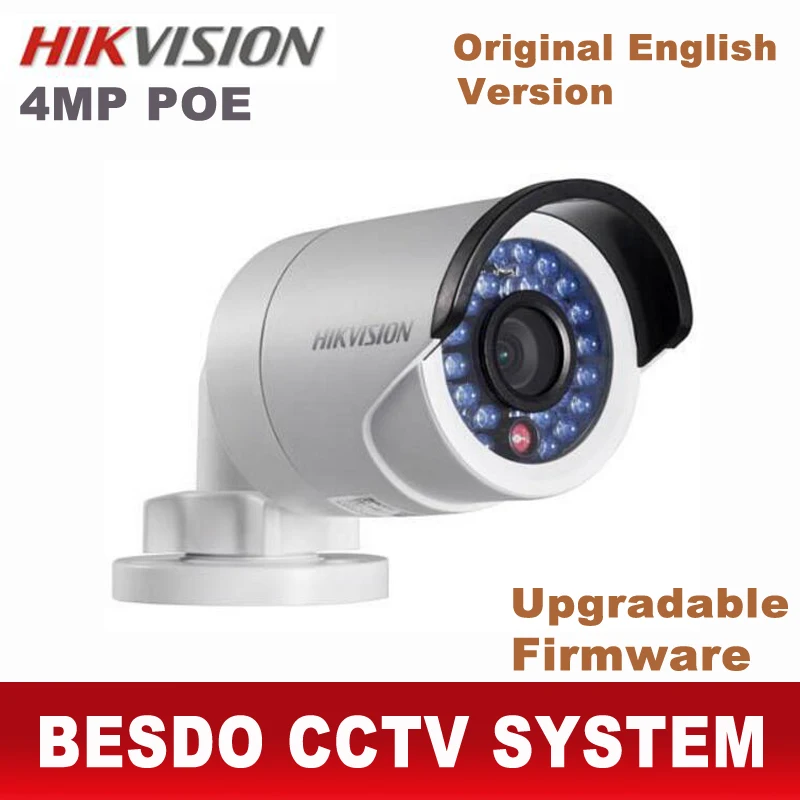 Английская версия Hik 4MP IP пуля камеры Открытый водонепроницаемый вверх 30 м ИК