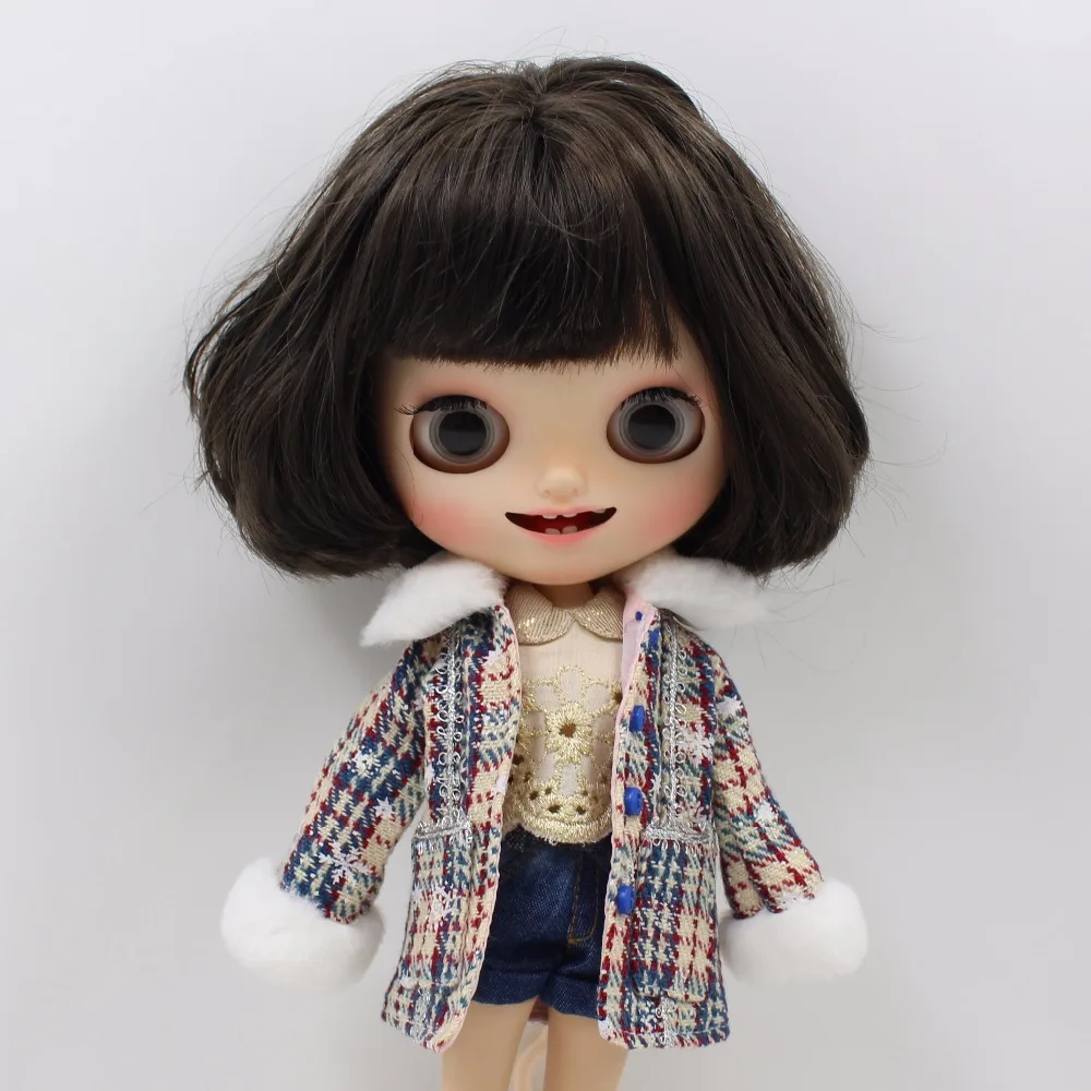 Ледяной DBS Blyth Кукла Одежда Пальто фиолетовый зеленый gingham зимний наряд | Игрушки и
