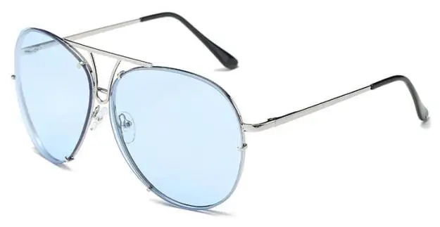 silver blue Зеркальные Солнцезащитные очки знаменитостей дизайнерские брендовые солнцезащитные очки для женщин и мужчин прозрачные зеленые синие негабаритные солнцезащитные очки 16 цветов - Цвет линз: silver blue