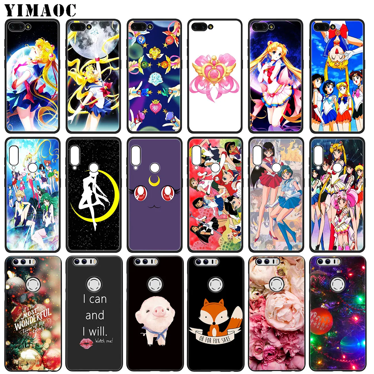 Мягкий чехол YIMAOC Soldier Sailor Moon Bishoujo Senshi для Huawei Honor 20 Pro 8C 8X 8 9 9X 10 Lite 7X 7A Pro|Бамперы| |