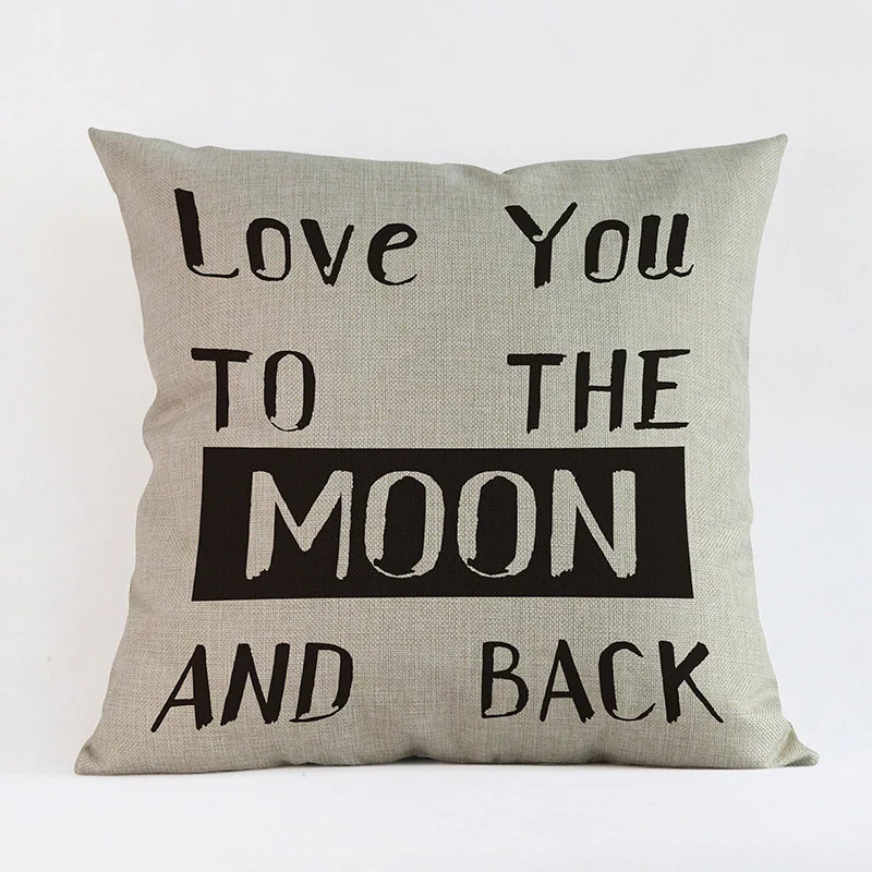 Чехол наволочка с романтичными надписями I Love You To The Moon And Back декоративная 45x45 см