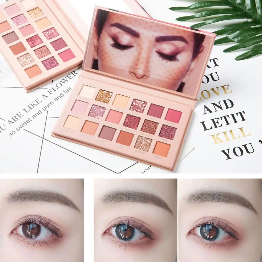 New 18 Colors Nude Glitter Eyeshadow Matte Shimmer Palette Long Lasting Waterproof Mineral Powder Eye Shadow Makeup Cosmetic Kit |