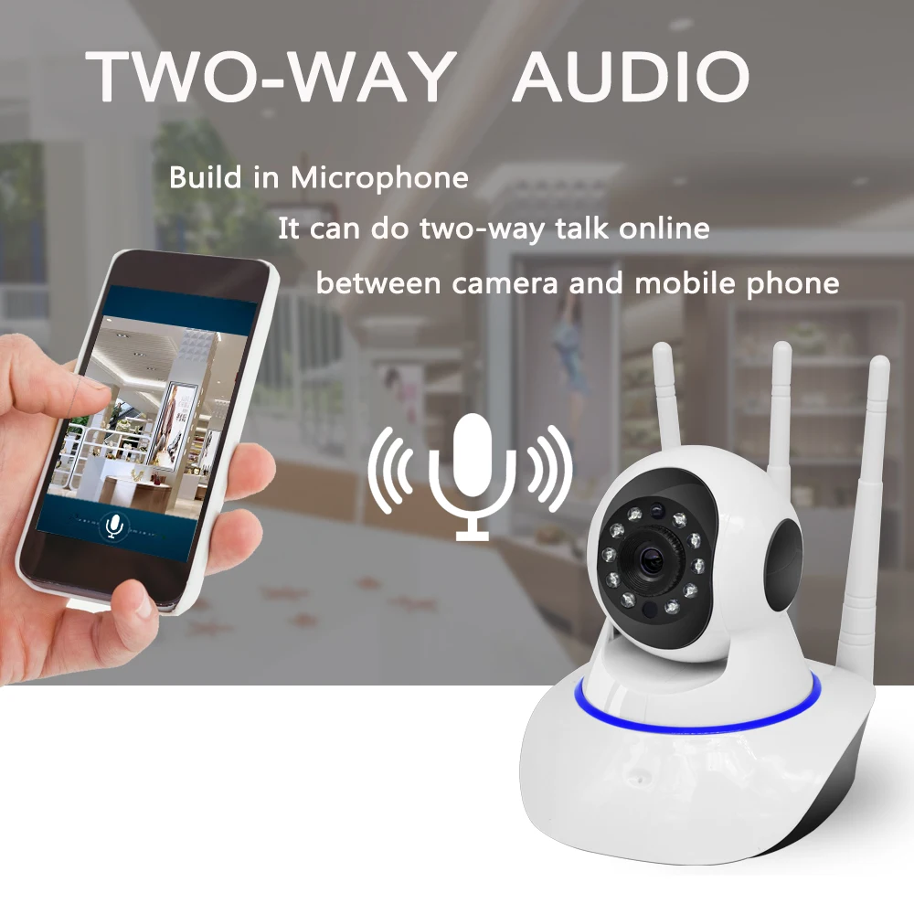 OUERTECH двухсторонняя аудио 720P вращающаяся умная Wi Fi камера безопасности PTZ