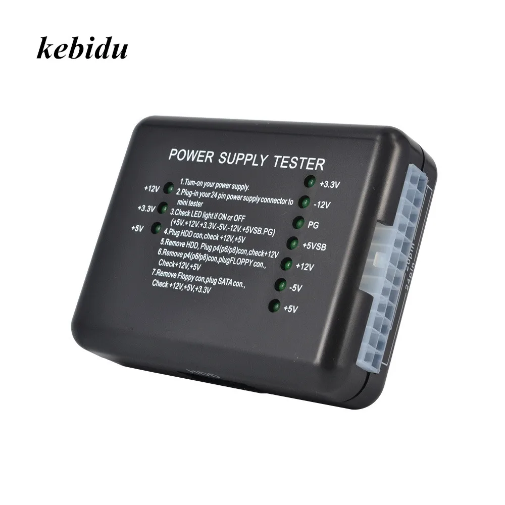 Тестер электропитания kebidu ATX SATA HDD Светодиодная индикация 20 24pin PSU диагностический