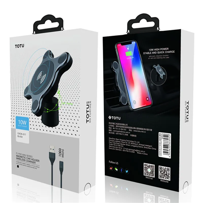 Автомобильный держатель Магнитный Qi Беспроводной Зарядное устройство для iphone X 8
