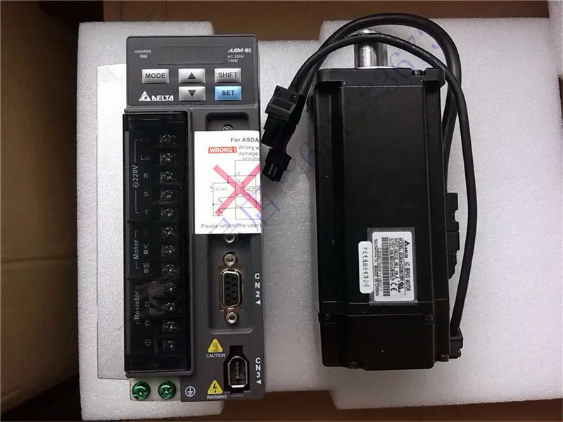 

ECMA-C20807SS+ASD-B2-0721-B 0.75kw 3000rpm 2.39N.m ASDA-B2 AC servo motor driver kits with 3m power and encoder cable brake