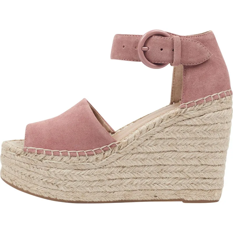 Розовые милые босоножки на танкетке женские Espardrilles большие размеры 11-15 женская