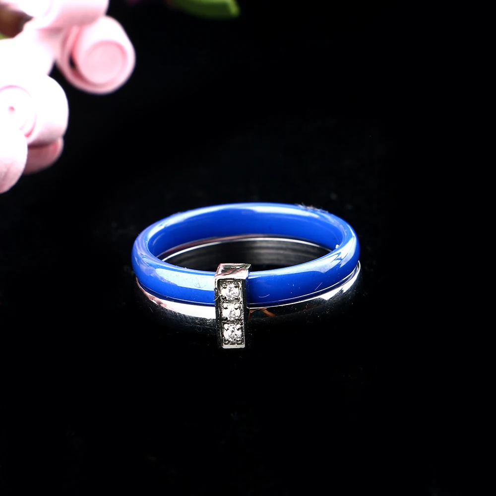 Горячие Элегантные голубые керамические кольца для женщин двухслойные из