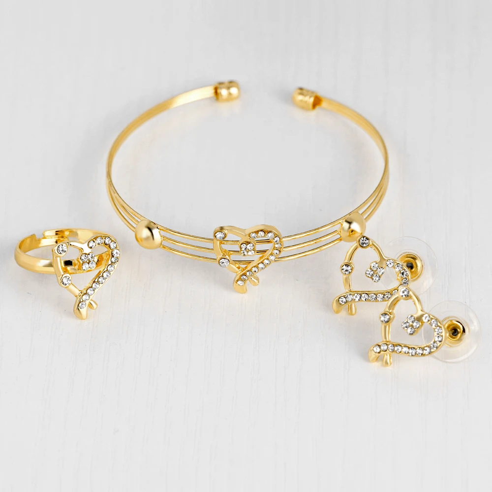 KARASU милое сердечко полое ожерелье со стразами серьги кольцо браслет для невесты