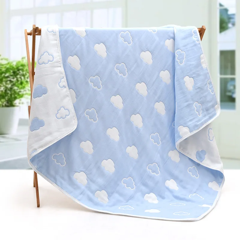 CLOUD BLUE 6 слоев детское одеяло Многофункциональный Хлопковые газовые гольфы до колена постельные принадлежности Стёганое одеяло сиденья на осень новорожденных Одеяло детский банный Полотенца - Цвет: CLOUD BLUE